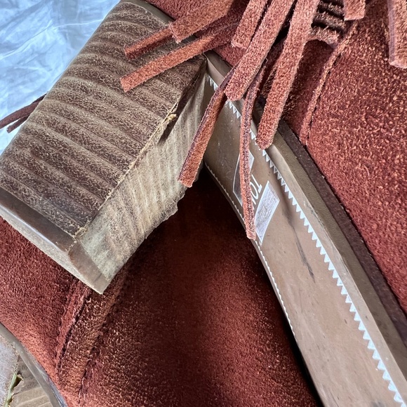 TOMS Lunata Suede Fringe Cognac Brown Bootie Womens Size 9 Boho Cowgirl Chic - Picture 8 of 15